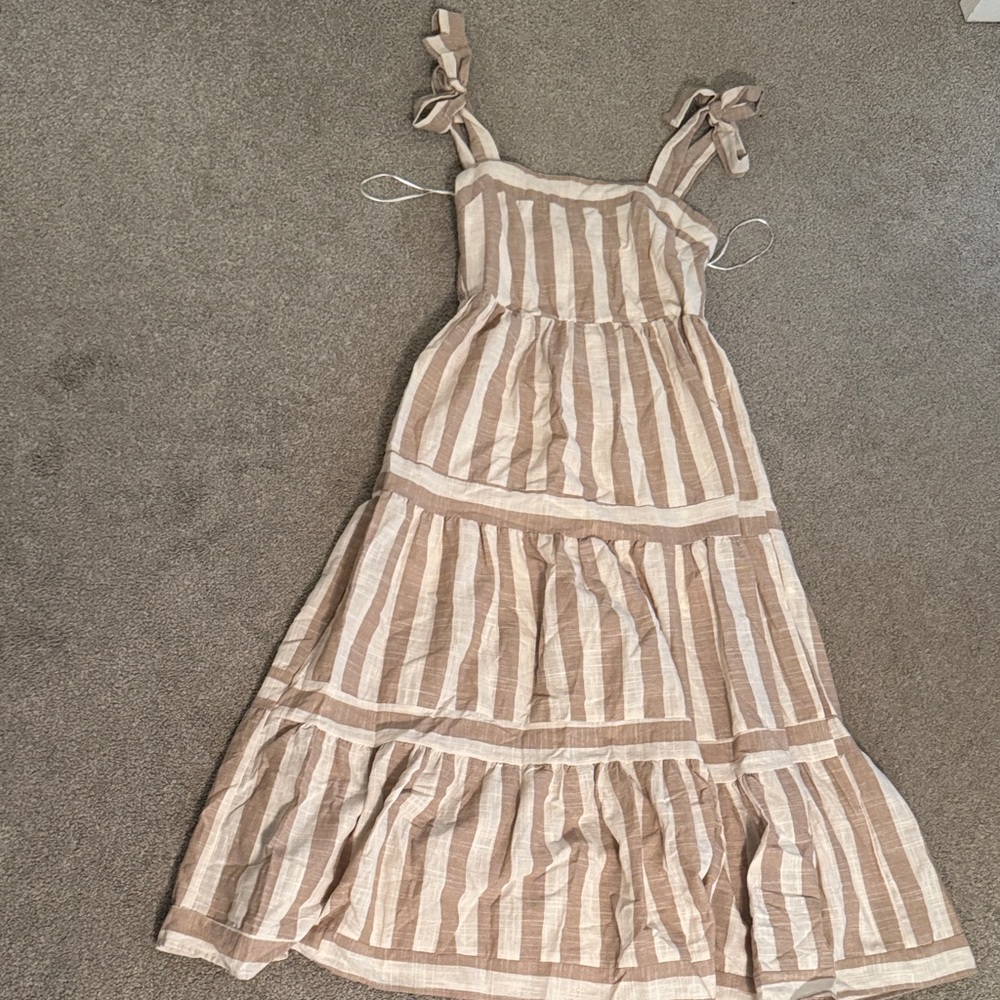 Beige & cream striped dress